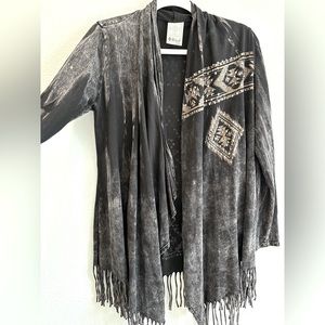 Women’s Vocal Studded Tye Dye Fringe Southwest Jacket black